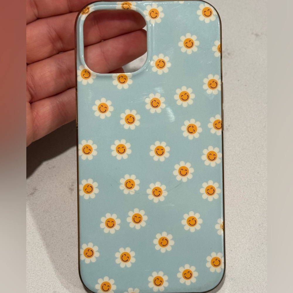 Floral Blue and Smiley Face Daises Phone Case